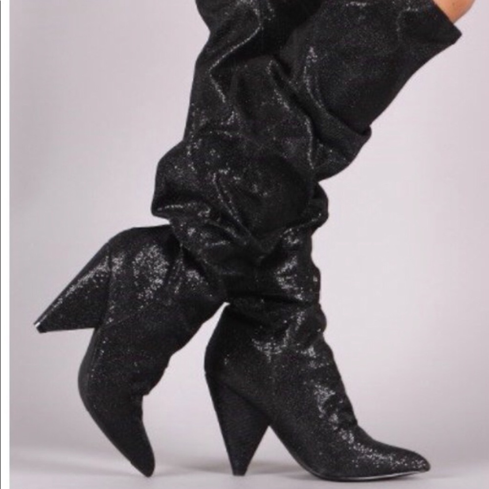 INC Ruching “Geri” Rhinestone🤩❤️ Metallic Boots - Picture 8 of 8